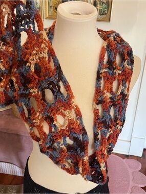 multi colored handmade yarn knit soft infinity scarf accessory